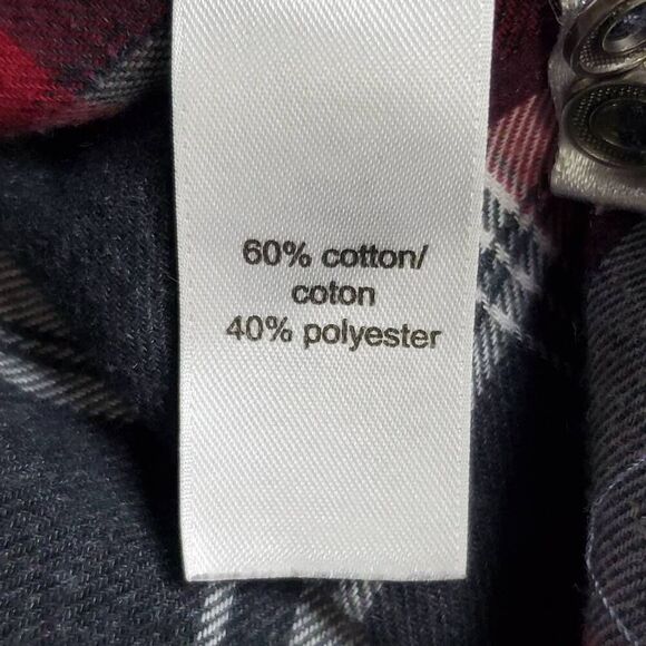 Maurices Red Plaid Button Down Shirt L Long Sleeve Collared Lightweight Cotton B - Picture 5 of 7